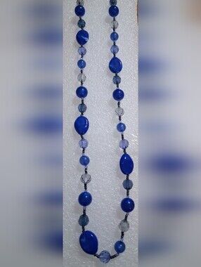 Blue Beaded Drop Necklace - Elegant Women’s Jewelry